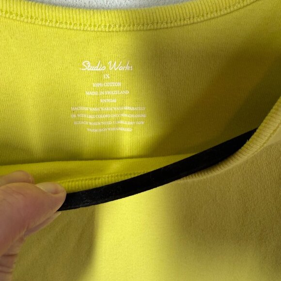 Studio Works Womens Yellow Knit Tank Top 1X 100% Cotton Summer Casual - Picture 8 of 8
